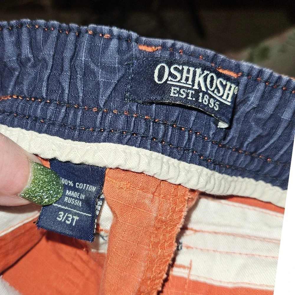 OshKosh Bgosh Boys 3T Burnt Orange Zip Off Convertible Cargo Pants Ripstop Cotto